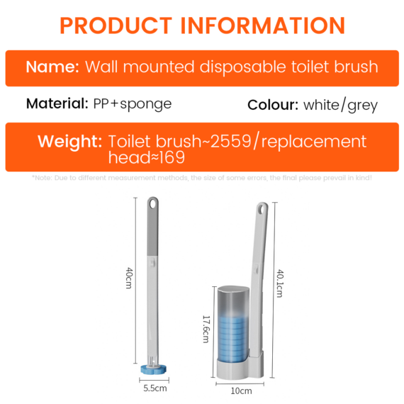Nurbini Eco-Friendly Bathroom Toilet Replacement Cleaning Brush