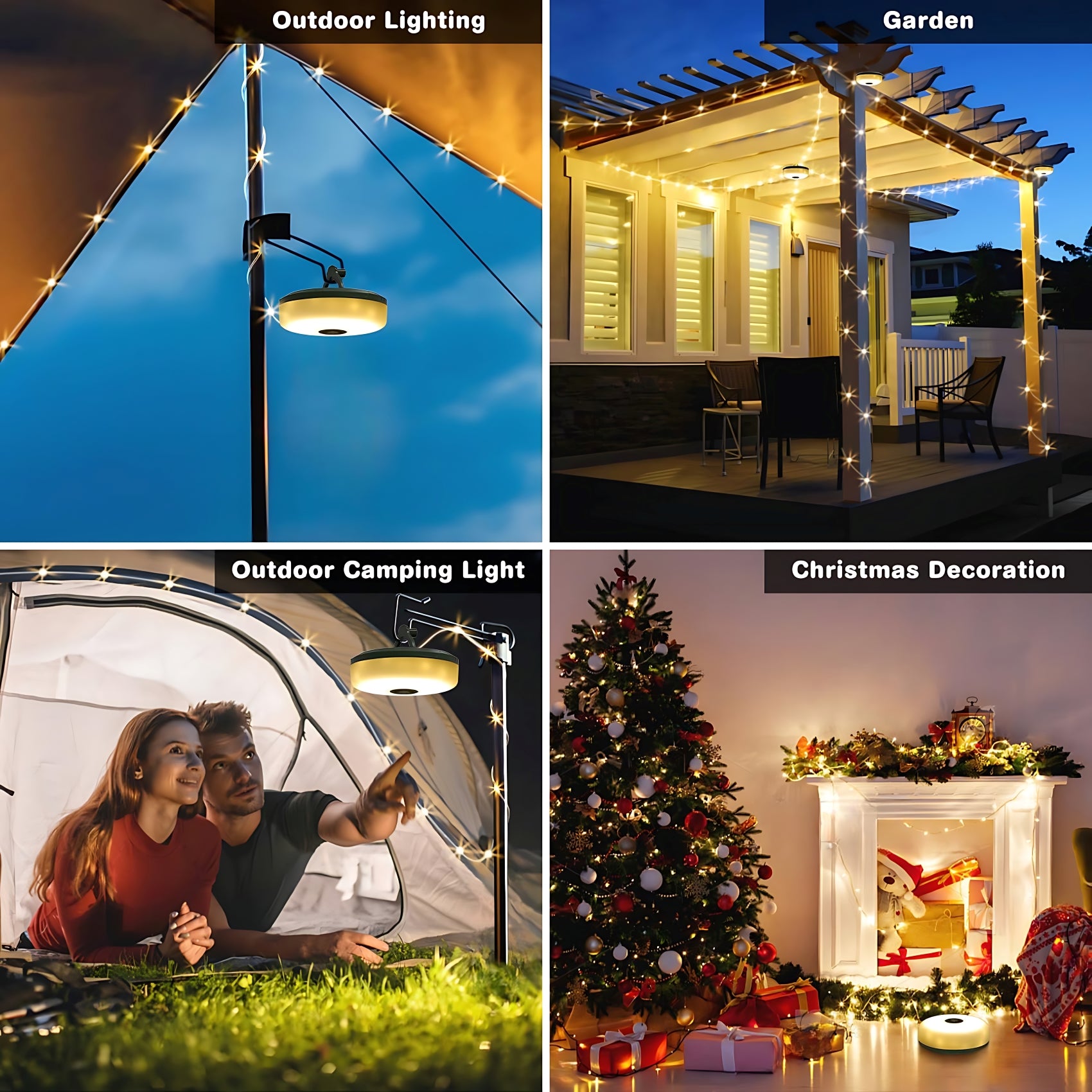 Retractable Camping Lights: All-in-One Warm & RGB Modes