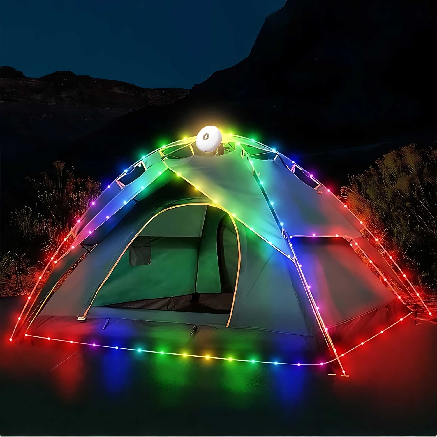 Retractable Camping Lights: All-in-One Warm & RGB Modes