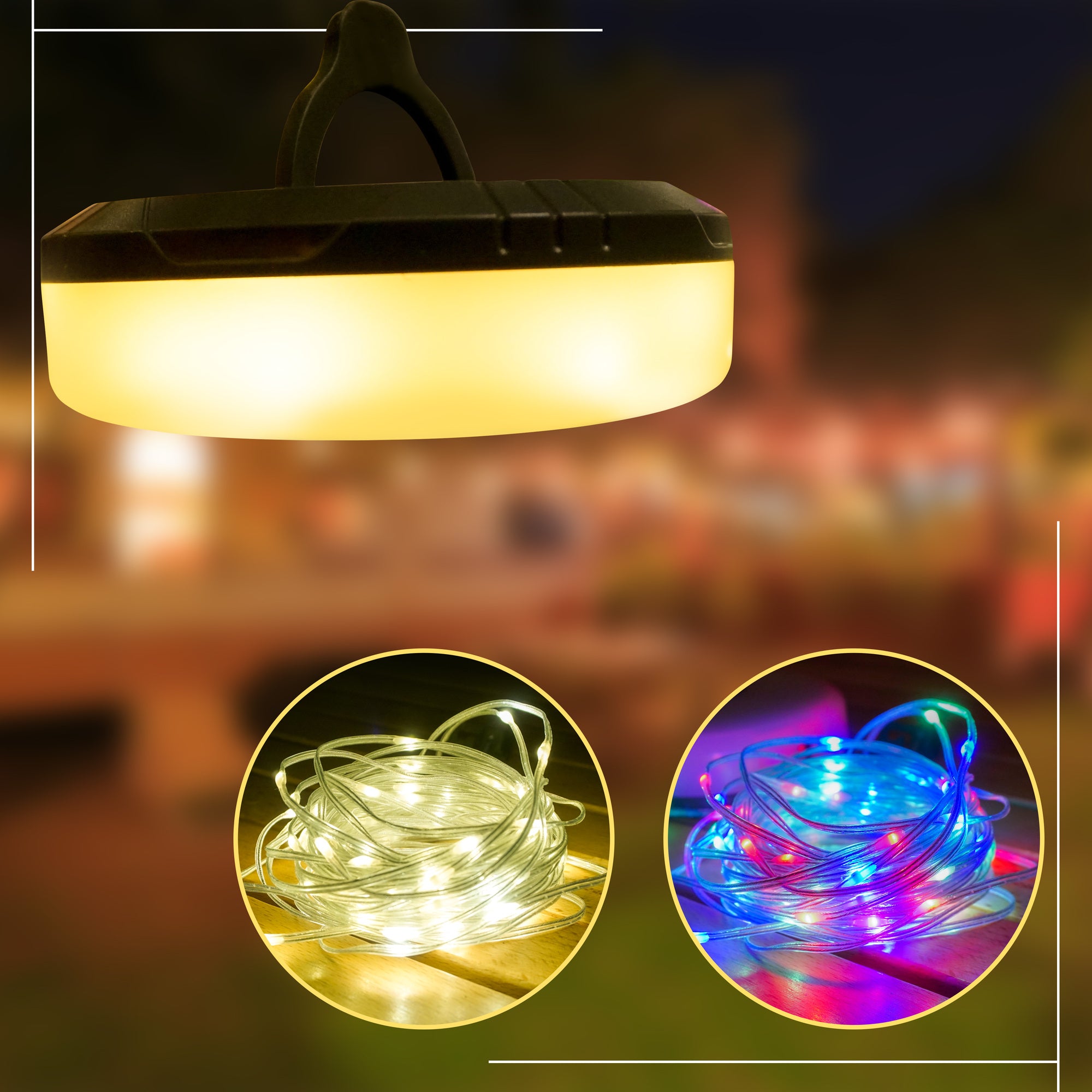 Retractable Camping Lights: All-in-One Warm & RGB Modes