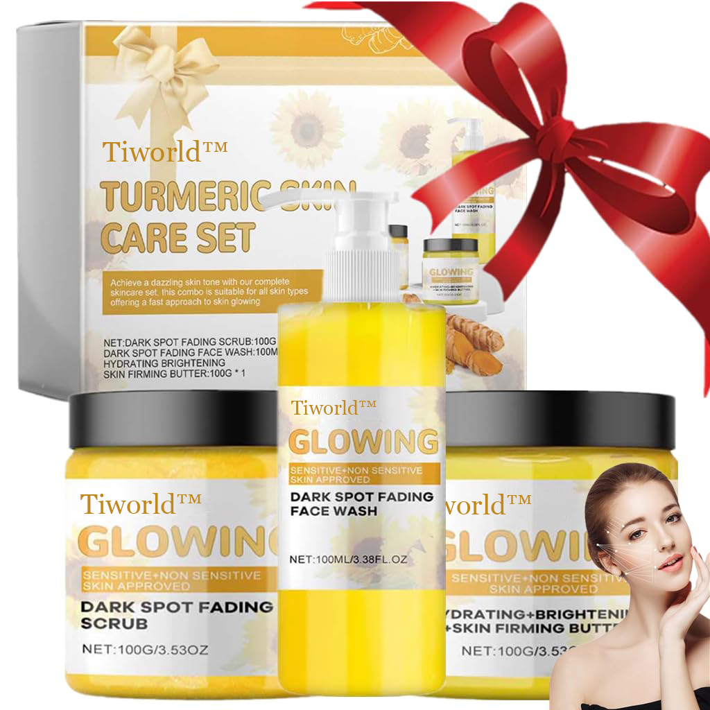 Tiworld GLOW COMBO - Turmeric Skin Care Set (Cleanser+Cream+Scrub