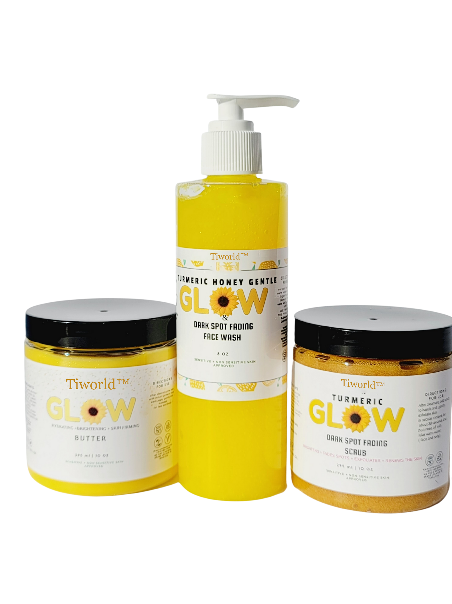 Tiworld GLOW COMBO - Turmeric Skin Care Set (Cleanser+Cream+Scrub