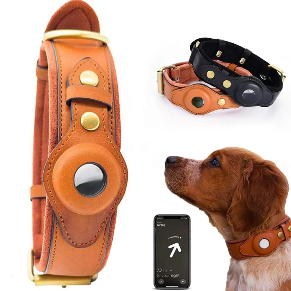FUREVER PET Luxury Leather Airtag Dog Collar