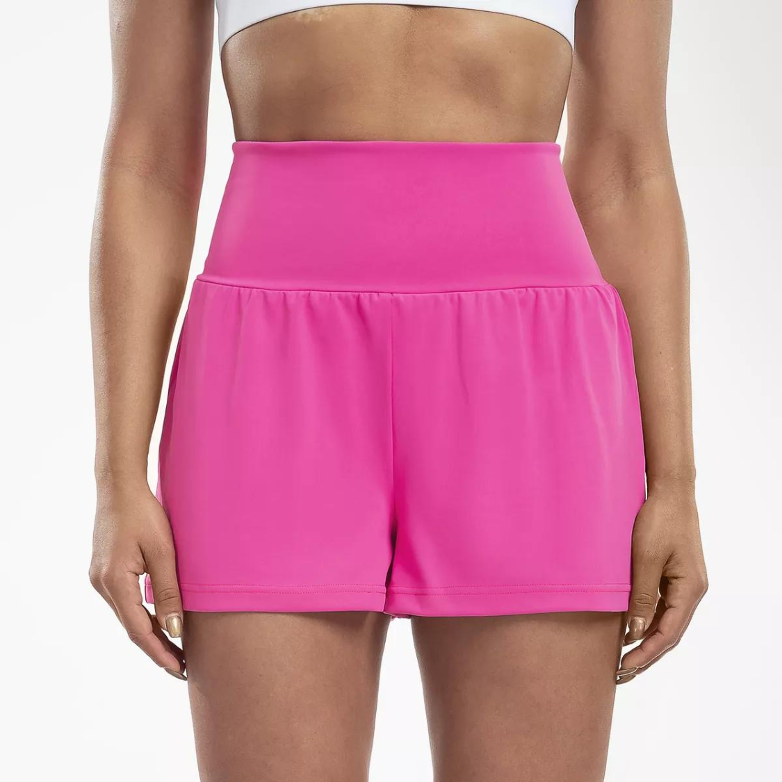 High Waisted 2-in-1 Yoga Shorts with Back and Side Pockets